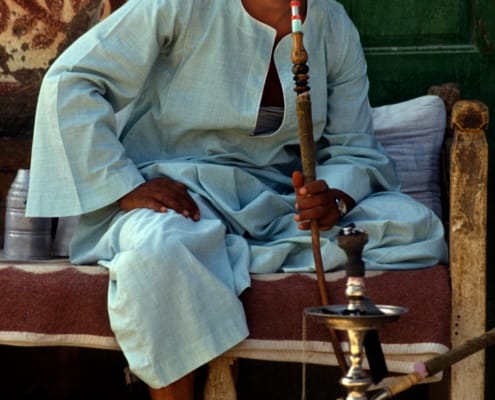 Mann, Wasserpfeife, Kaftan, Turban