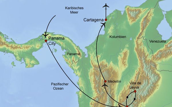 Route Panama und Kolumbien